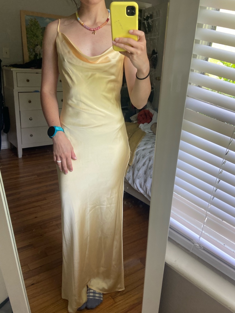 Billy J butter yellow satin dress